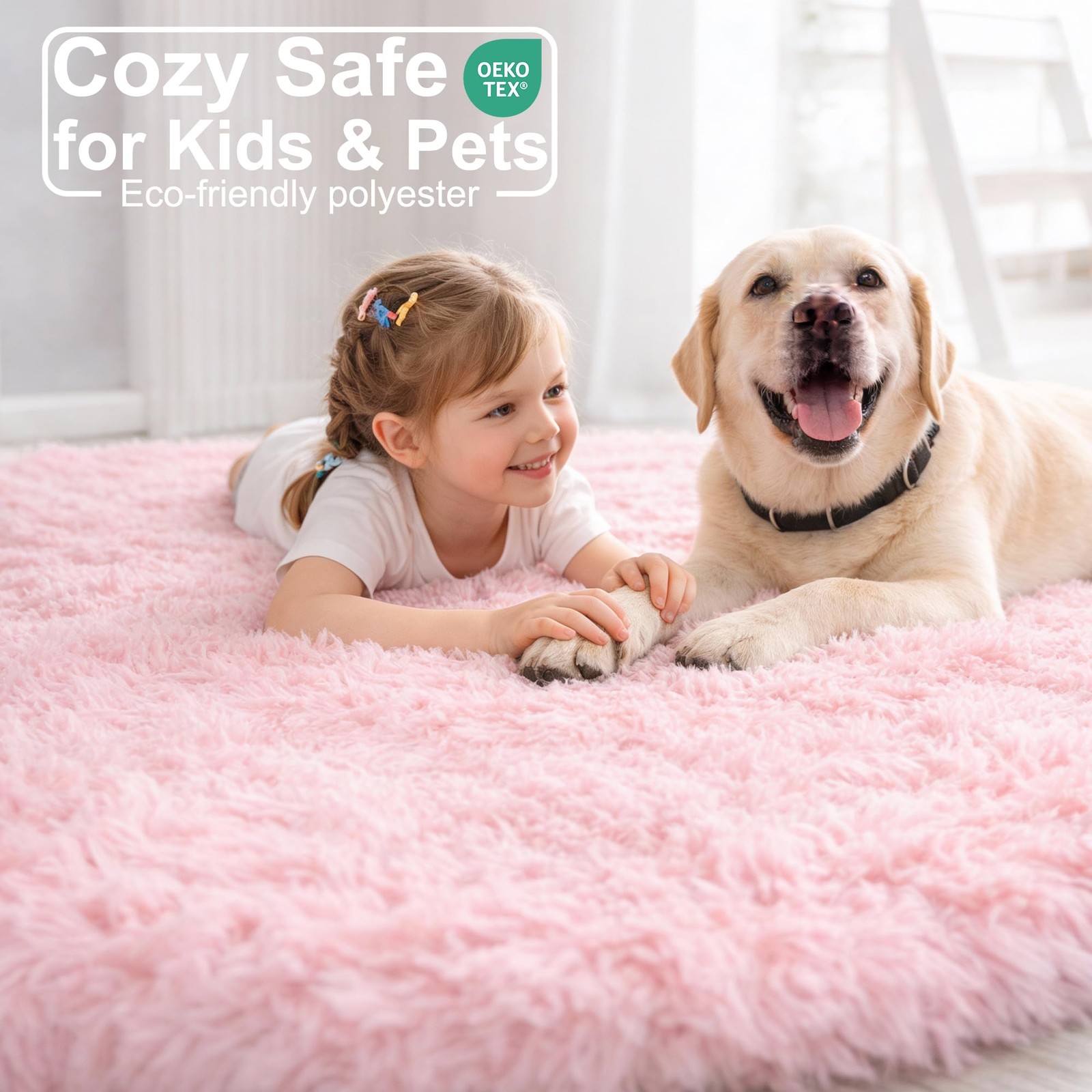 Amdrebio Light Pink Round Circle Rug 4Ft for Girls Bedroom, Fluffy Cute Area …