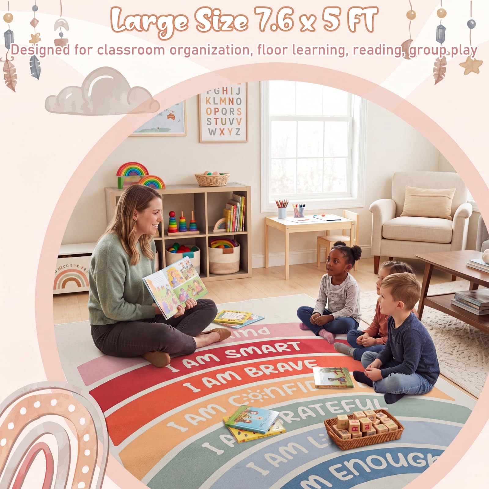 Classroom Carpet Calming Corner Rug 5 x 7.6 ft