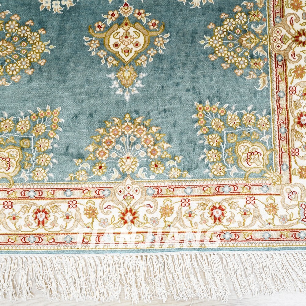 2.5x4ft Blue Hand Made Silk Vintage Carpets Medallion Lounge Area Rugs LH939B