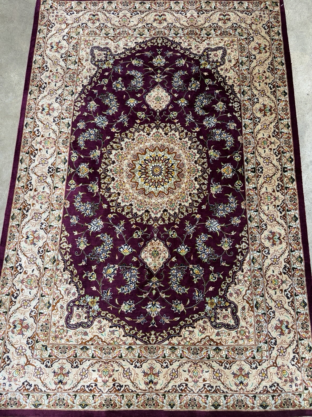 3×5 Luxurious Fine Hand-Knotted 100% Silk Signed Persiane Qume Rug Handmade