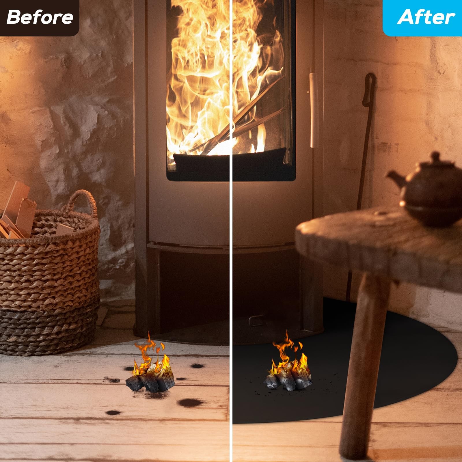 FLASLD Wood Burning Stove Pad Fire Pit Mat Under Grill Fireproof Corner