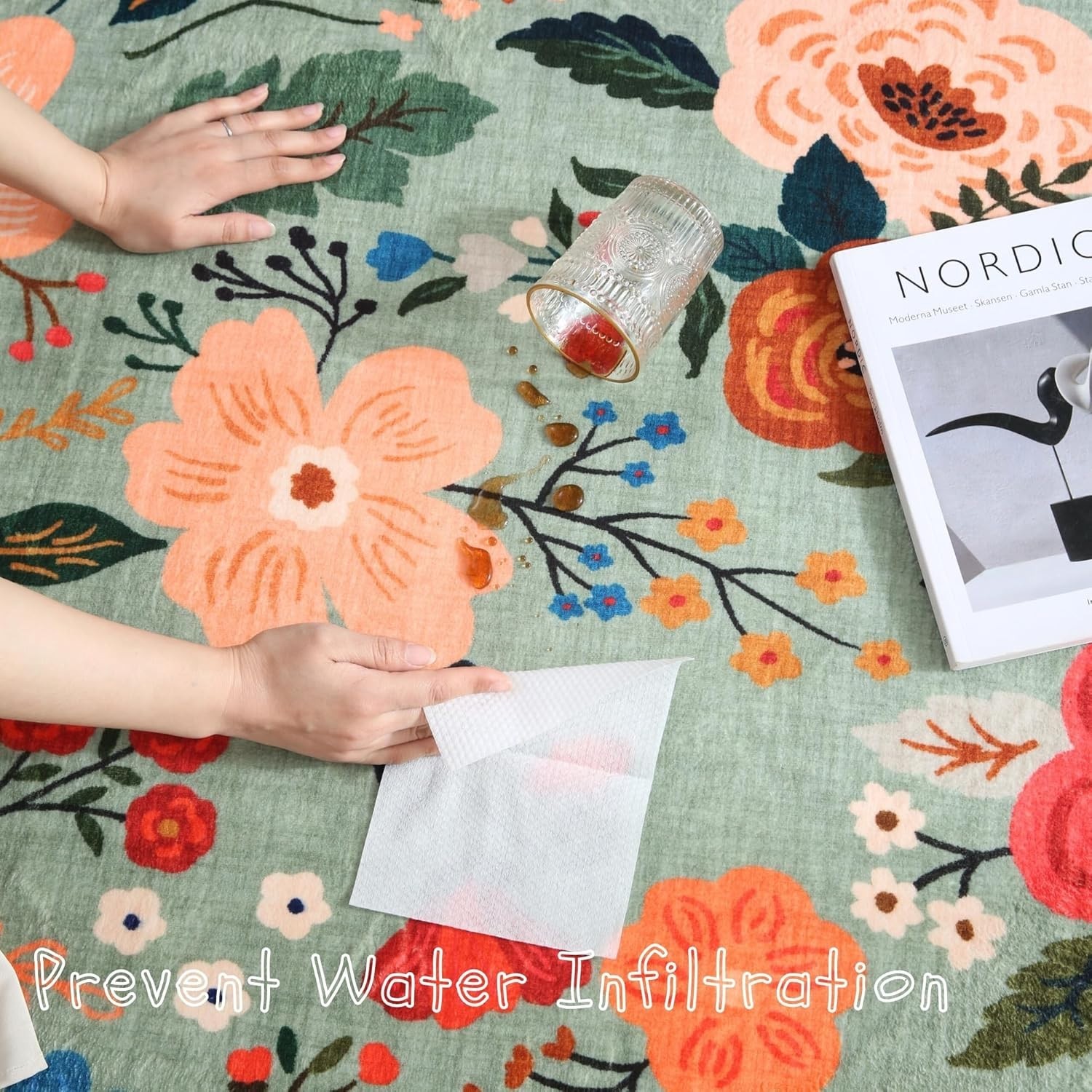 Eco-Friendly Washable Boho Floral Area Rug