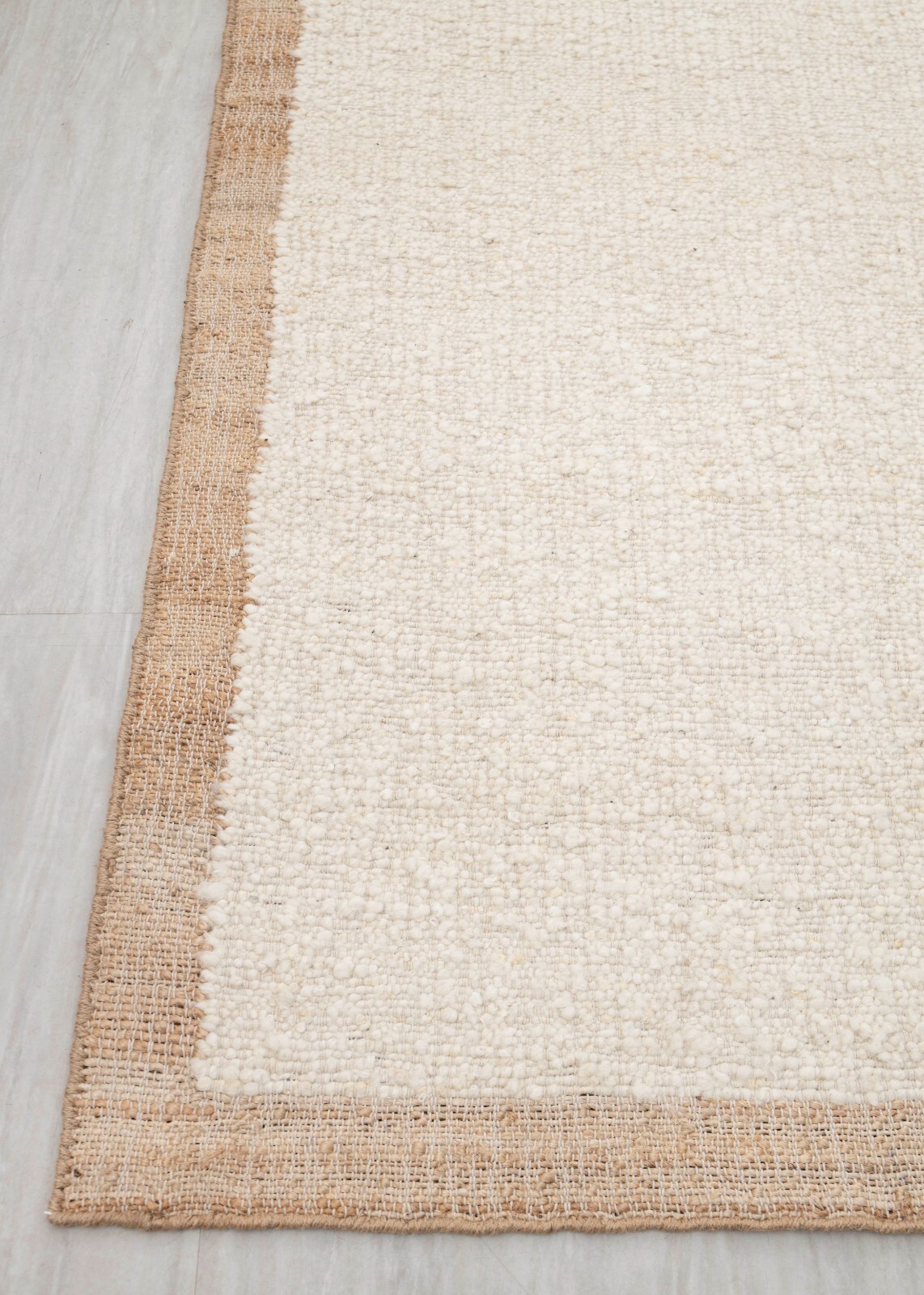 Natural Wool Jute Ivory Solid Plain High Quality Hand Woven CUSTOM SIZE Rug
