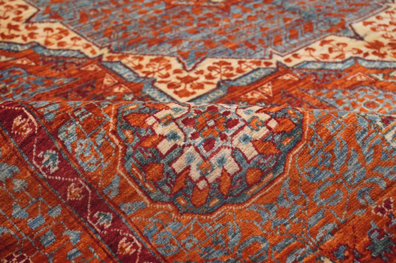 5×7 ft Red Mamluk Afghan Hand Knotted Wool Medallion Rug