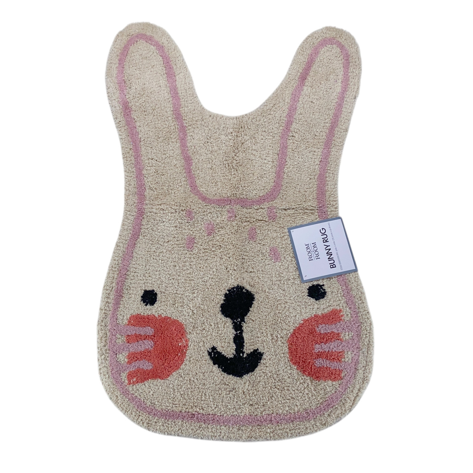 Easter Bunny Rug Bath Mat Pink Orange Ivory Shag Cotton Blend 30×20 Room2Room