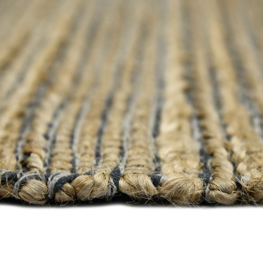 Vintage Style Wool Jute Kilim Rug 8×10 Handwoven Striped Beige Farmhouse