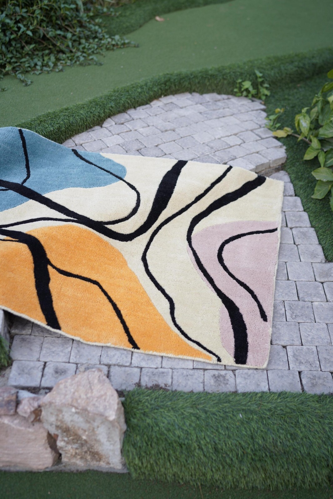 Abstract Handmade Tufted Wool Rug | Modern Multicolor Area Rug | Artistic Carpet
