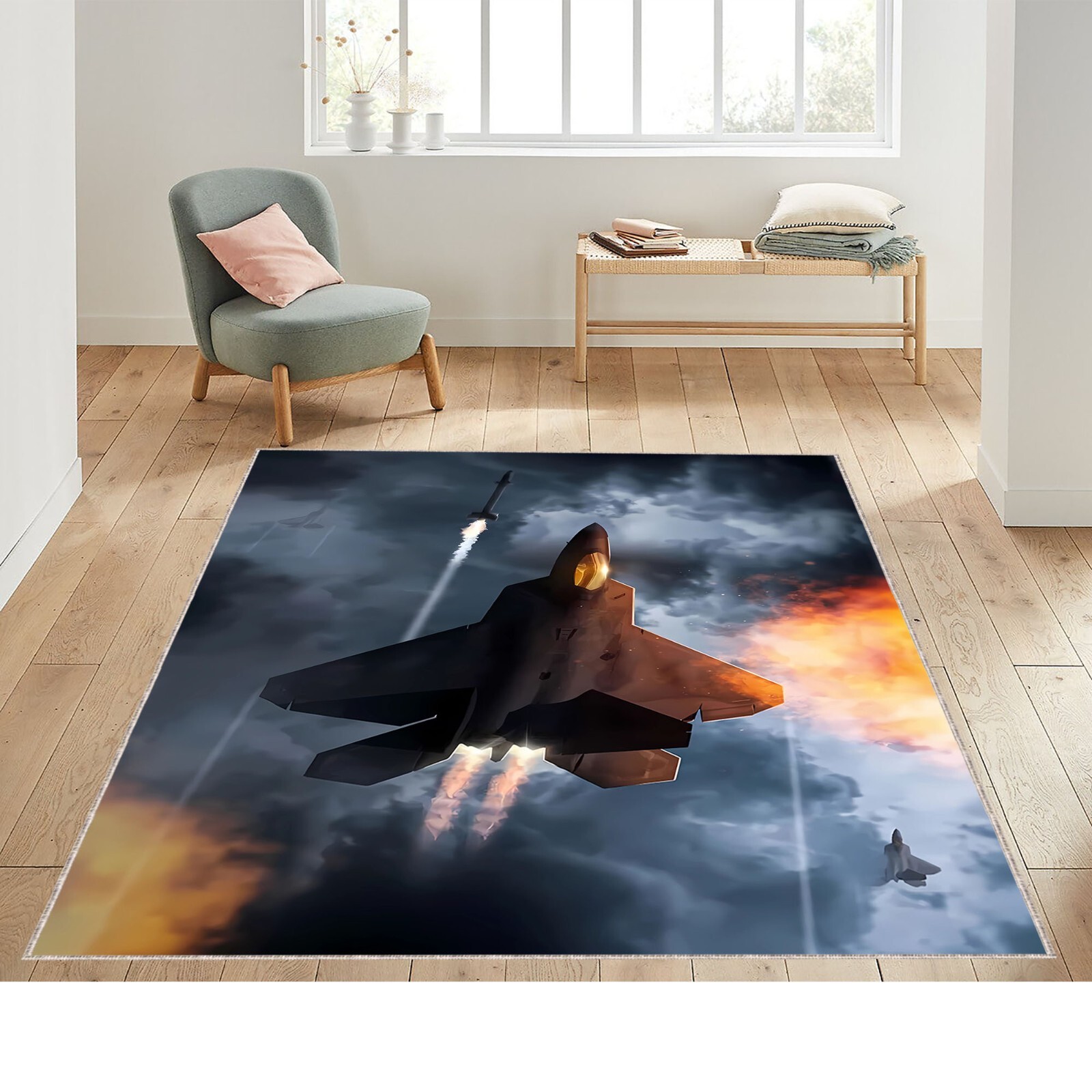 F22 Raptor Fighter Jet, F22, Raptor, Fighter Jet, Army Decor Rug, Plain Rug