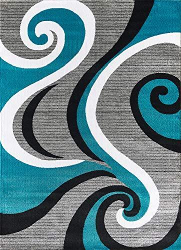 Glory Rugs Modern Area Rug 5×7 Turquoise Swirls Carpet Bedroom Living Room