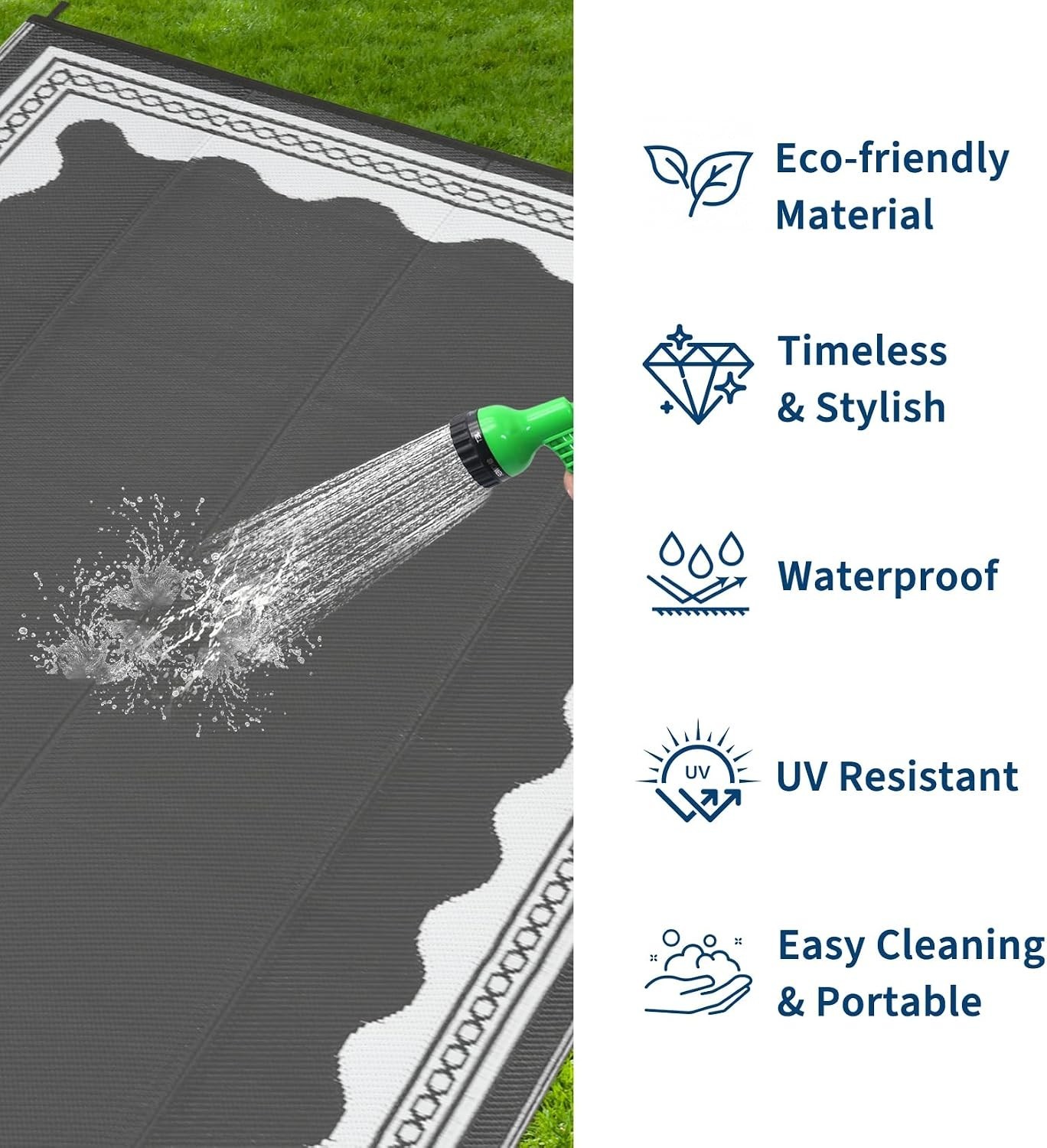 Versatile 6′ x 9′ Scalloped Area Rug – Ideal for Camping and Outdoor Spaces