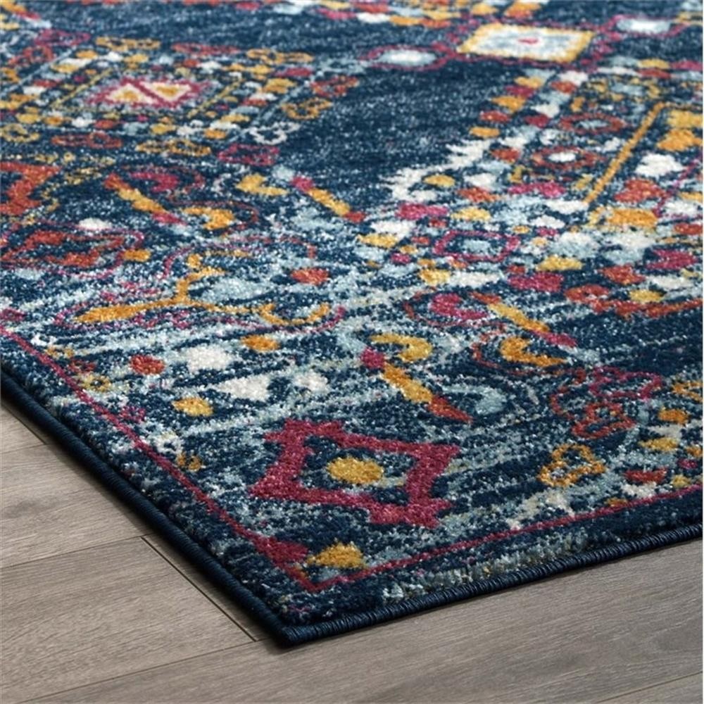 Modway Entourage 94.5×122″ Khalida Floral Lattice Area Rug – Blue/Orange/Yellow
