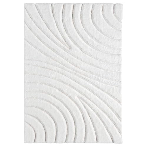 Lantanas Collection 7070 Cream 5×7 Modern Shag Geometric Area Rug