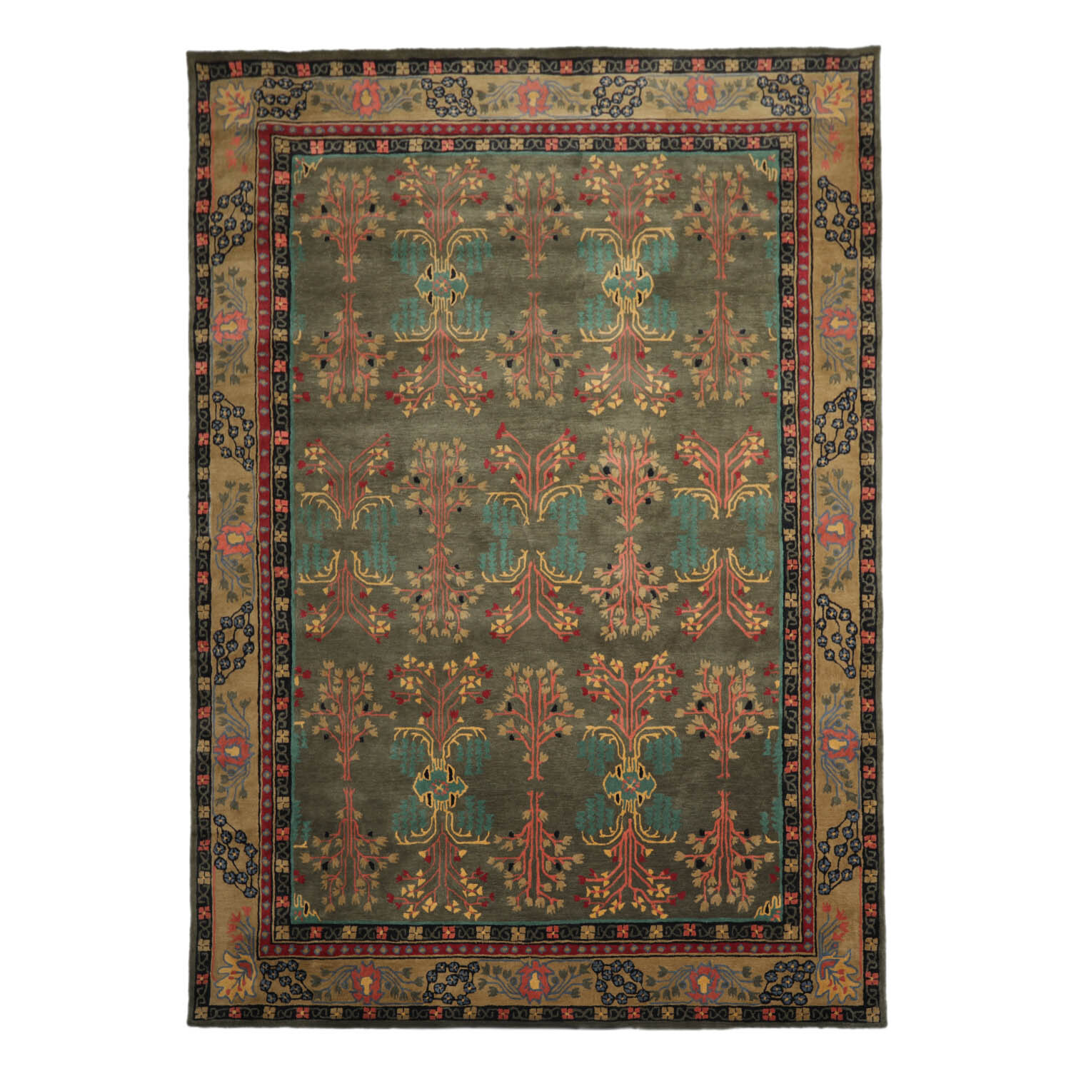 Donegal Arts & Crafts Handmade 100% Wool Area Rug Dark Gray/Green 8′ x 10′