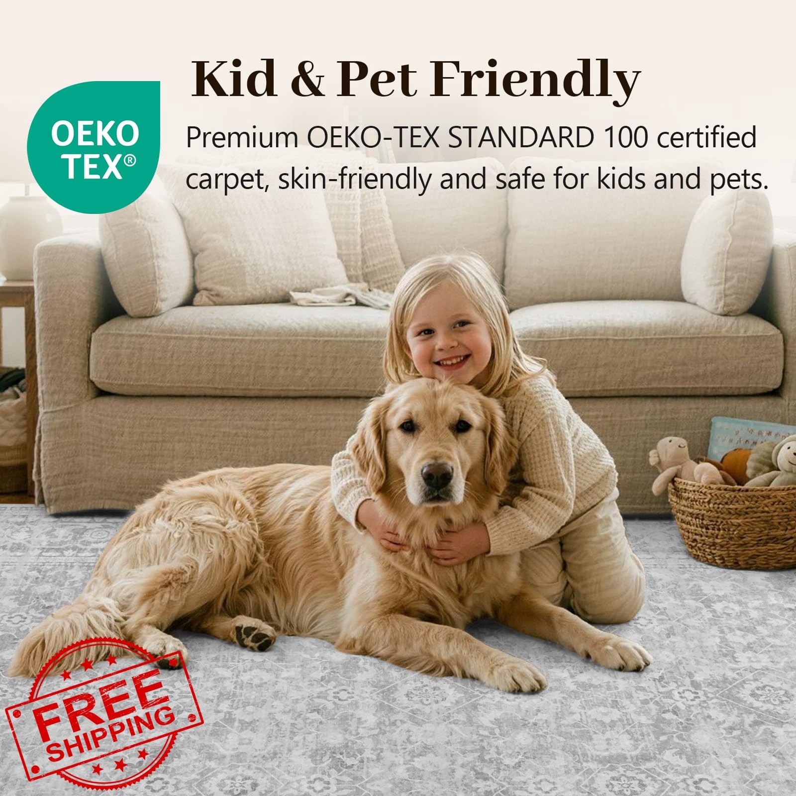 LòutiRoot Home Rug 4′ x 6′ F02 Grey