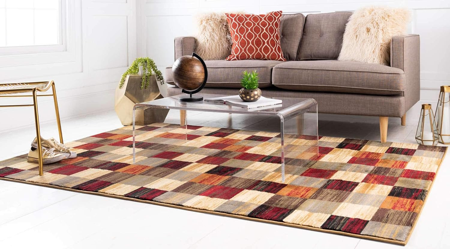Gava Barista Collection 5’3″ x 8′ Multi/Brown Rectangle Area Rug