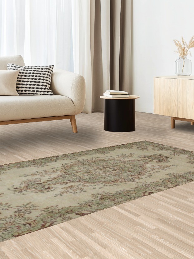 Classic Vintage Floral Rug 4×7 Ft Handmade Distressed Turkish Carpet Bedroom Rug