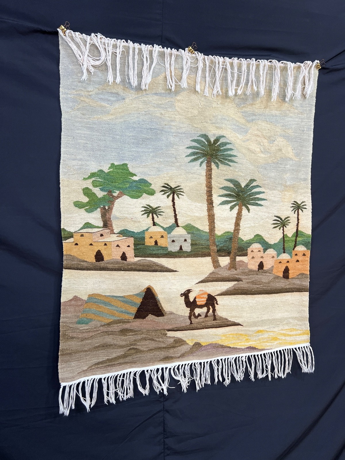 Vintage Tunisian Hand Woven Wool Rug Native Tribal Tapestry S108