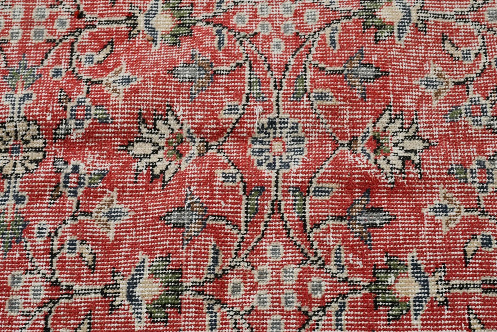 5,2×9,3 ft Vintage Turkish Rug, Large Rug, Red Gray Bordered Wool Rug
