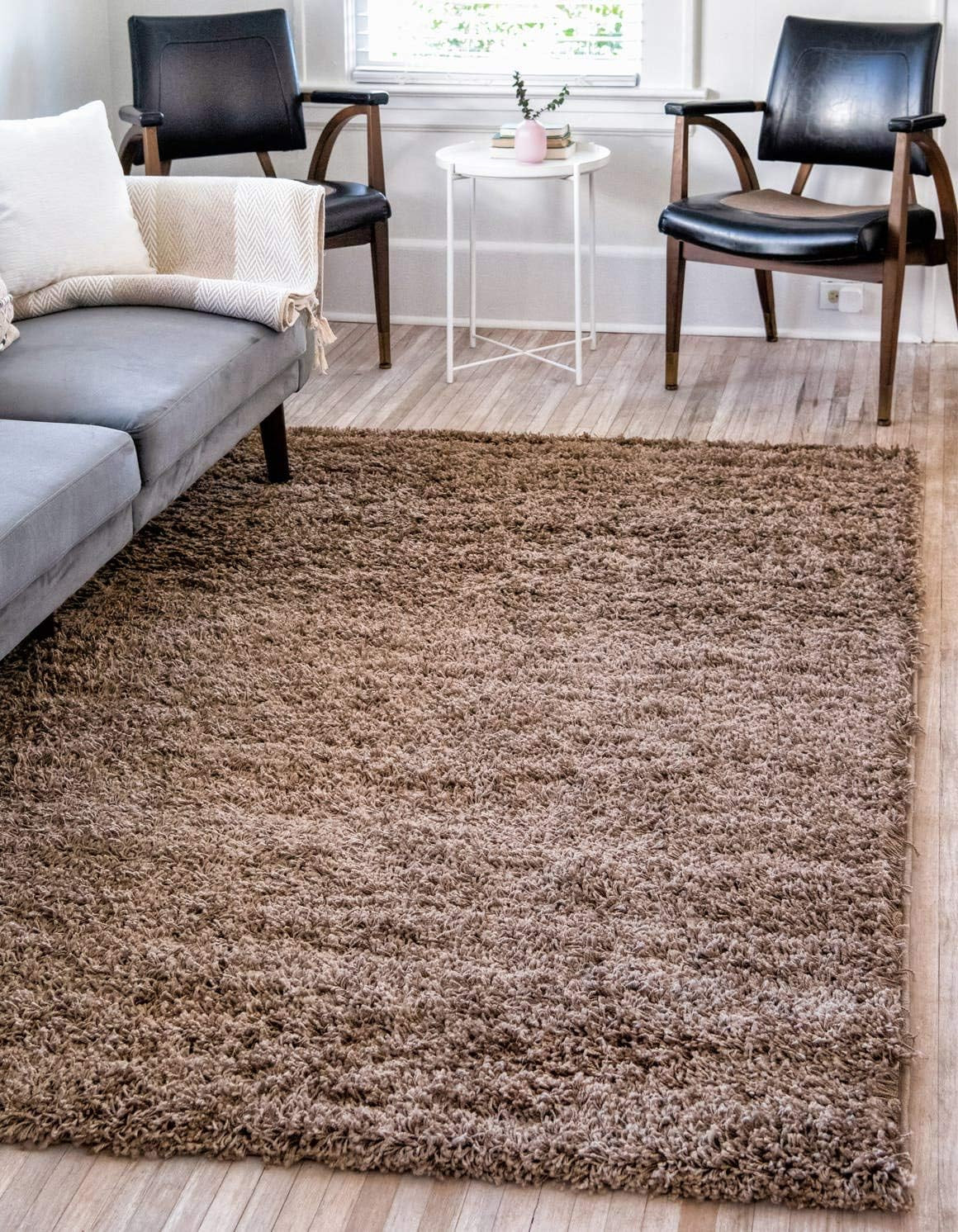 Sandy Brown Solid Shag Area Rug – 7’1″ x 10′ Rectangle, Soft & Stylish