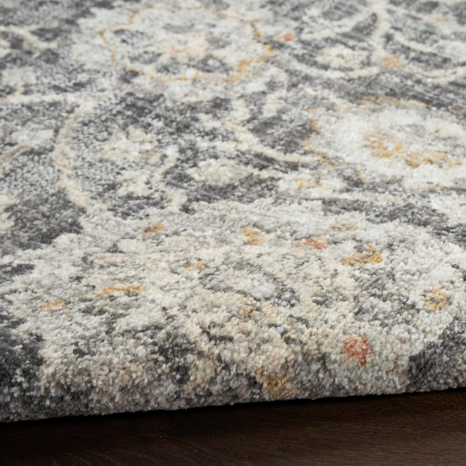 Traditional Charcoal Oushak Area Rug 8′ x 9’10” – Easy Clean, Non-Shedding