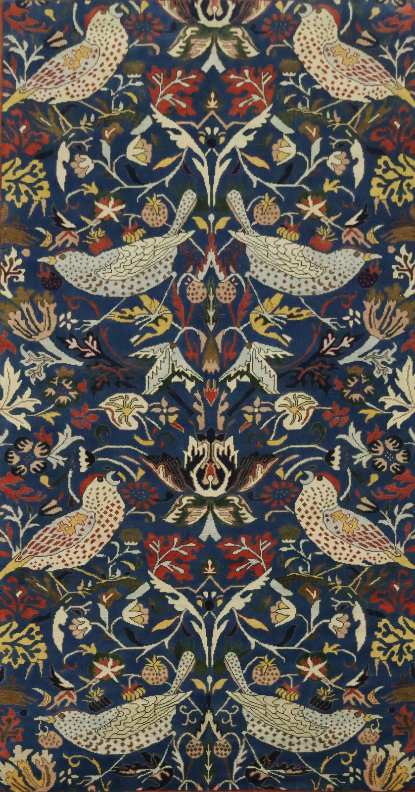 Birds and Trees Navy Blue Area Rug 8×16 Ft Handmade Ziegler Oriental Rug
