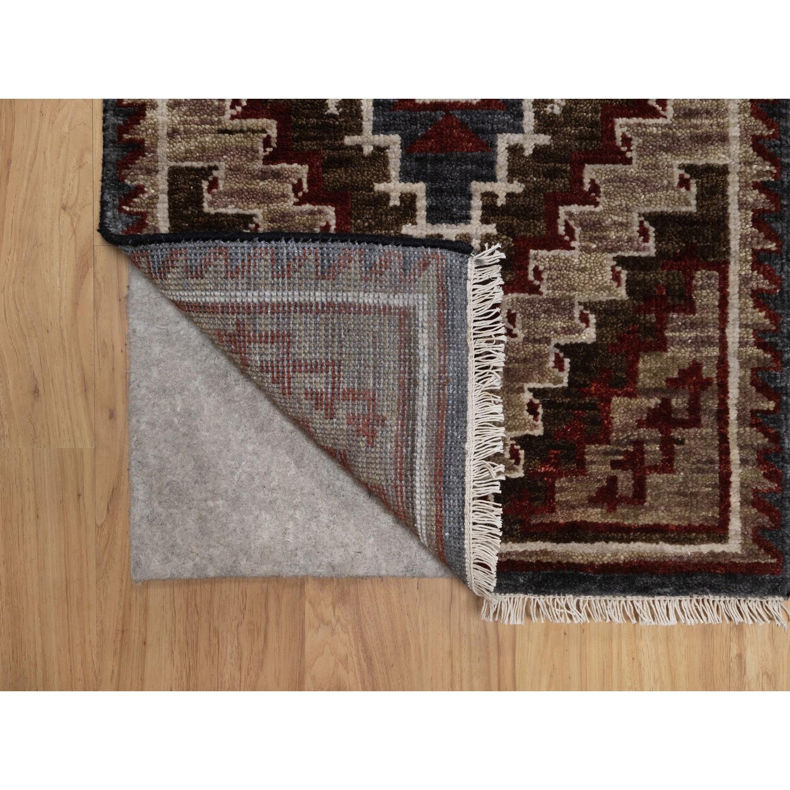 2’x3’2″ Brown Southwest American Indian Design Hand Knotted Wool Mat Rug 91863