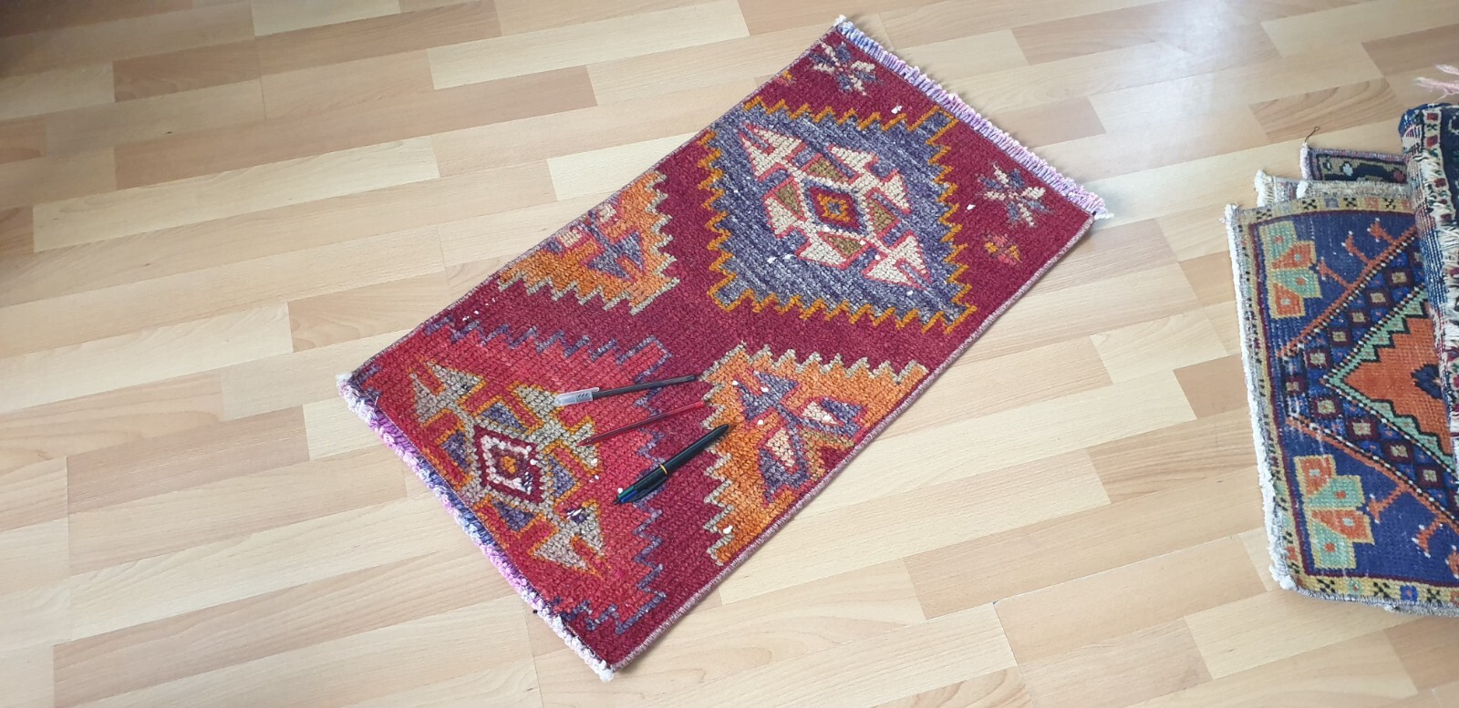 42×75 cm Small Old decorative Handwoven Vintage Turkish rug Boho Home Decor