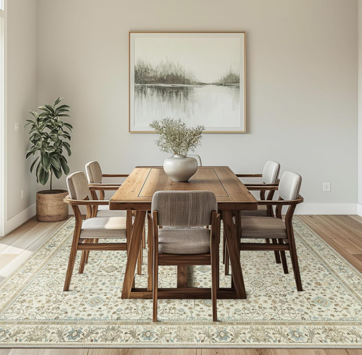 Alfombra lavable boho 5×7 antideslizante, suave, estilo vintage para sala, Nuevo