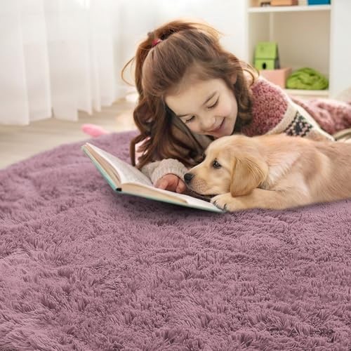 Machine Washable 2 ft Round Rugs for Bedroom – 2 ft Circle Area – Blush