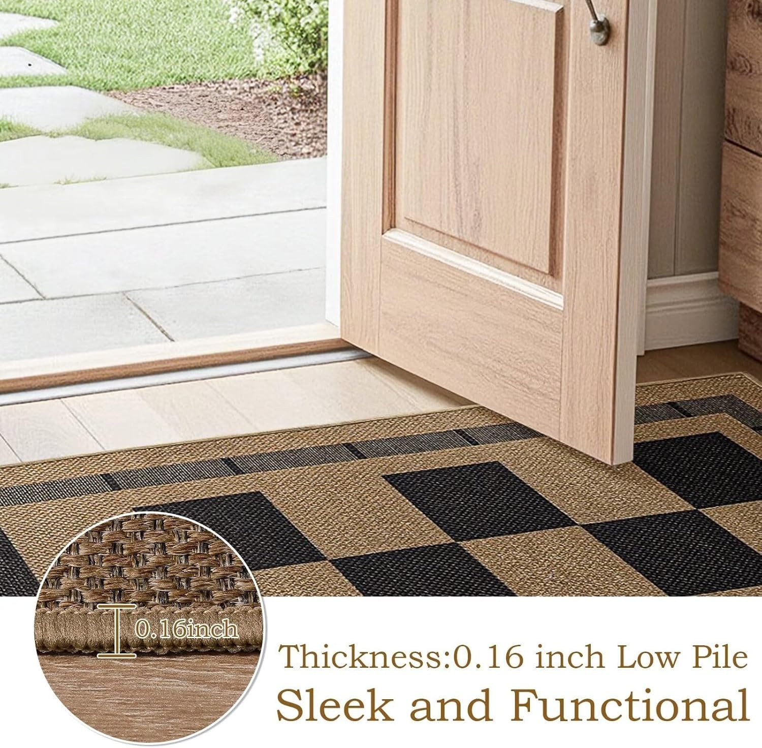 Durable 3×5 Outdoor Rug Geometric Pattern Easy to Clean for High Traffic Areas