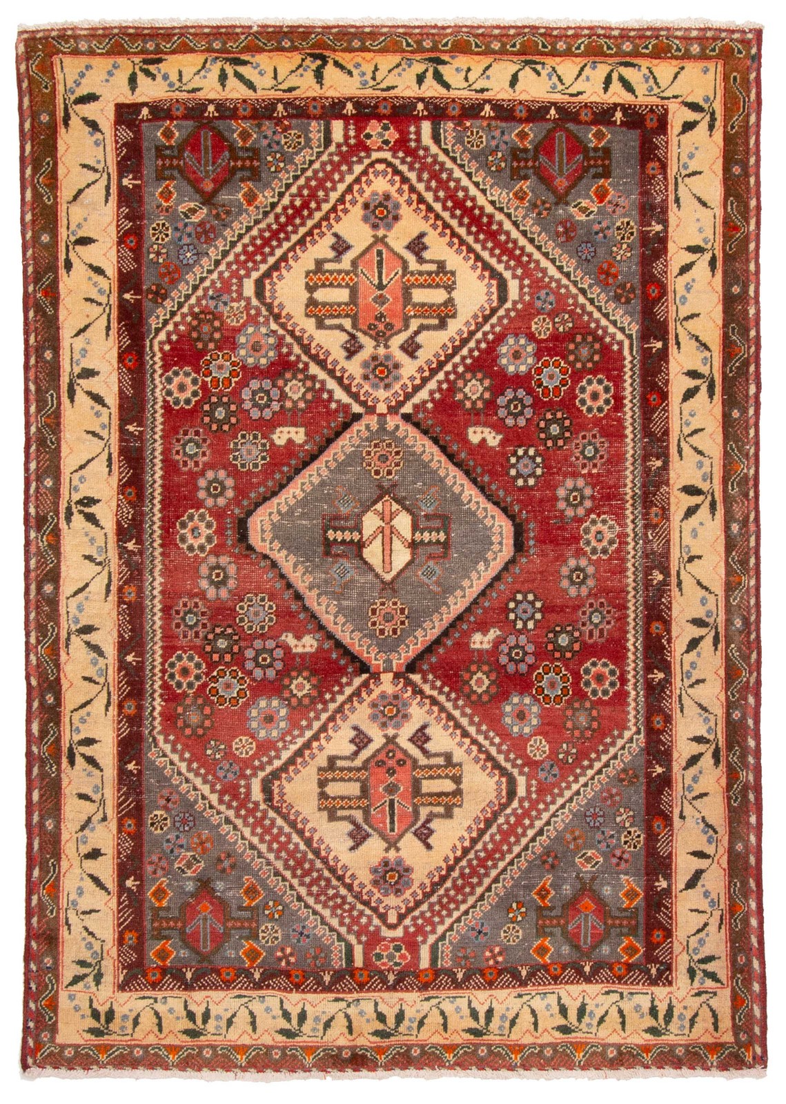 Vintage 4’11” x 6’11” Traditional Hand Knotted Vegetable Dye Wool Area Rug