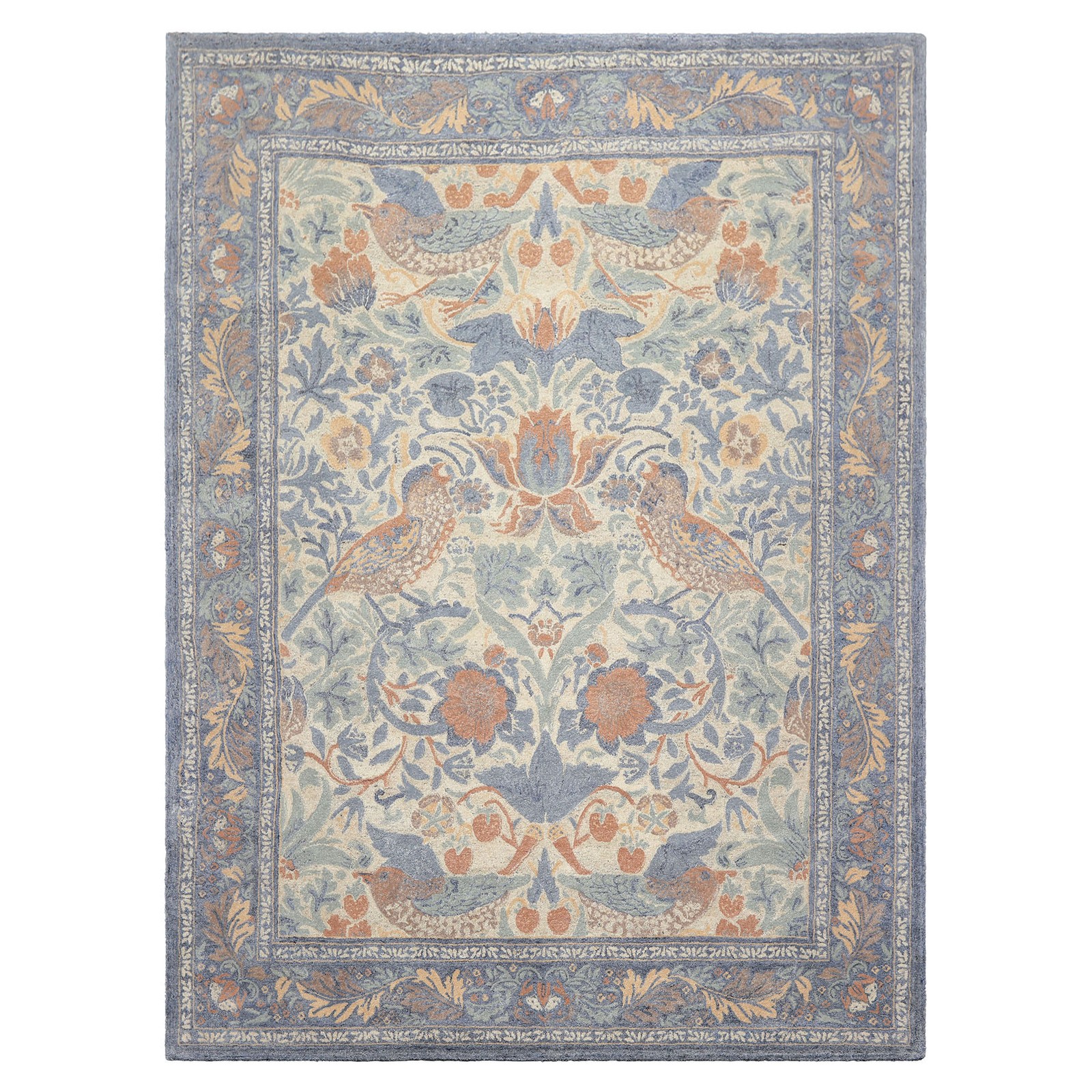 LoomBloom William Morris Hungry Birds Multi Size Hand Hooked High-twist Wool Rug