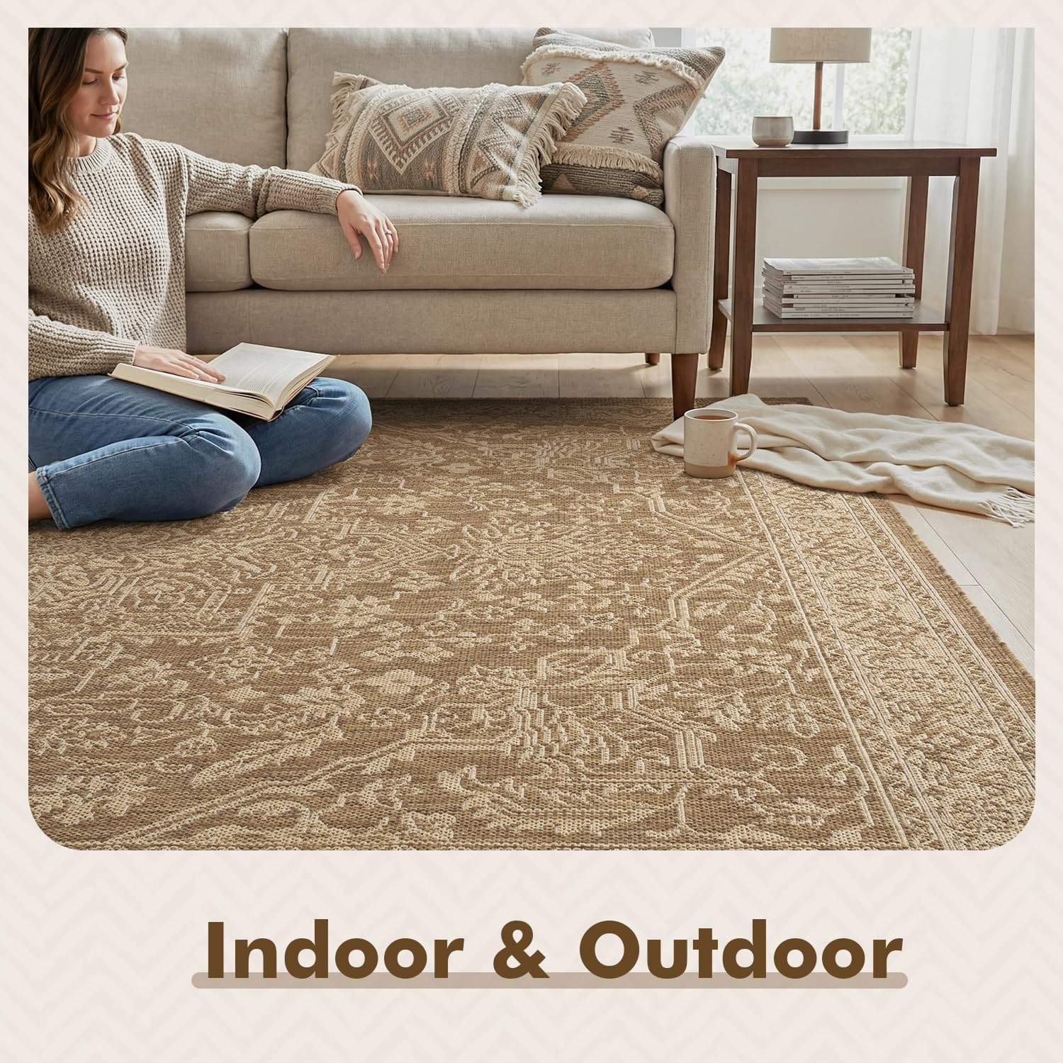 Montvoo-Outdoor Rug-Patio Rug 5X7 Ft Polypropylene Indoor Outdoor Rugs Carpet fo
