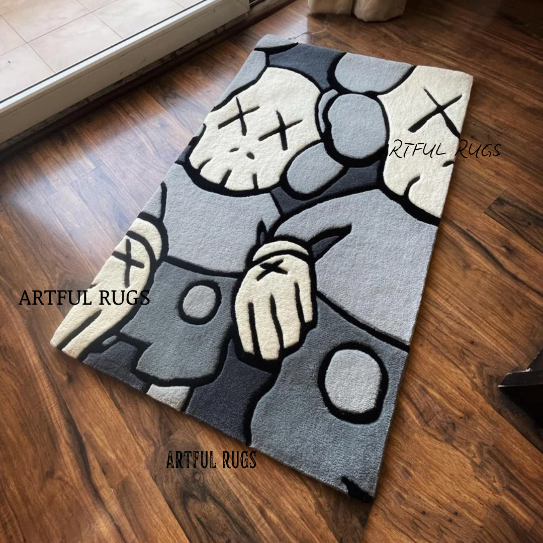KAWS Design Hand Tufted Wool Area Rug – Colorful, High Quality, New & Trending