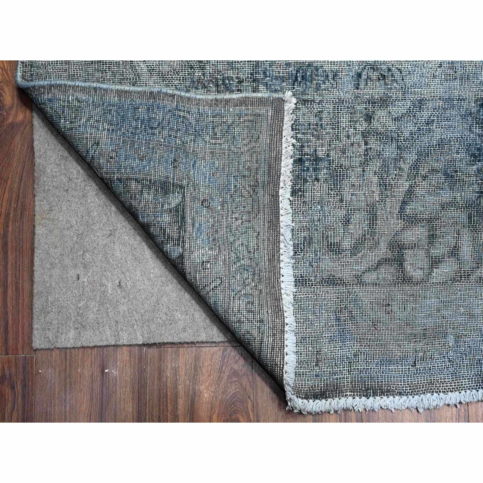 9’8″x13’3″ Jet Gray Vintage Zoroastrian Karman Hand Knotted Oriental Rug R89543