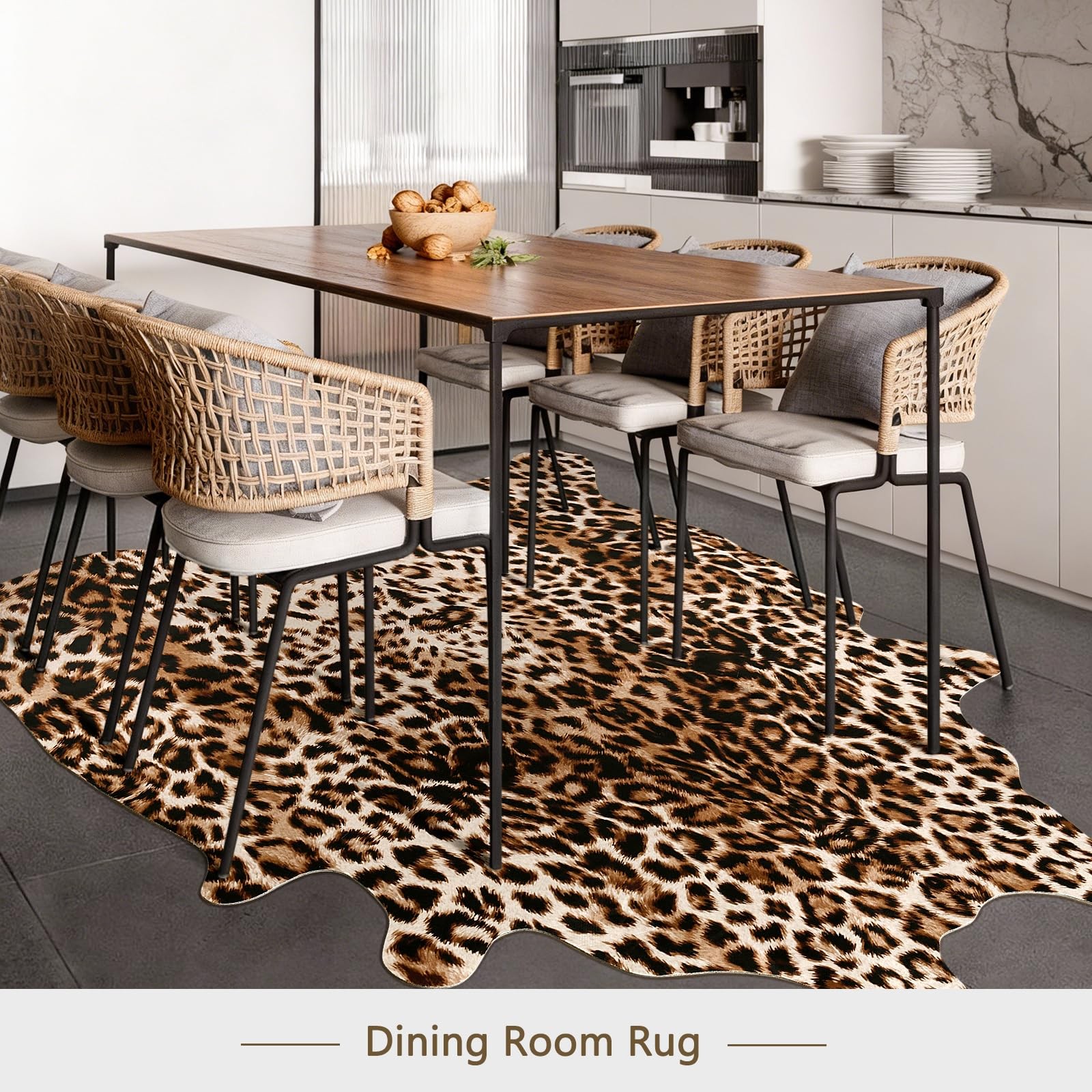 Luxury Faux Leopard Print Rug 4.6×5.2 Ft – Western Cheetah Area Rugs for Livi…