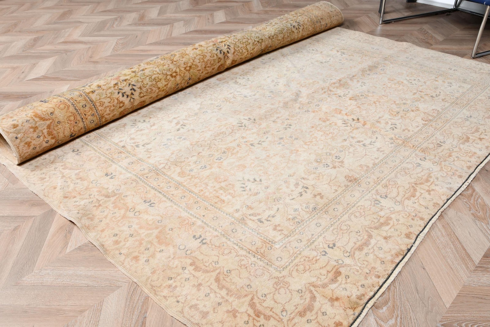 Vintage Turkish Rug, Large 6,6×9,6 ft (200×293 cm) Rug, Brown Oriental Wool Rug