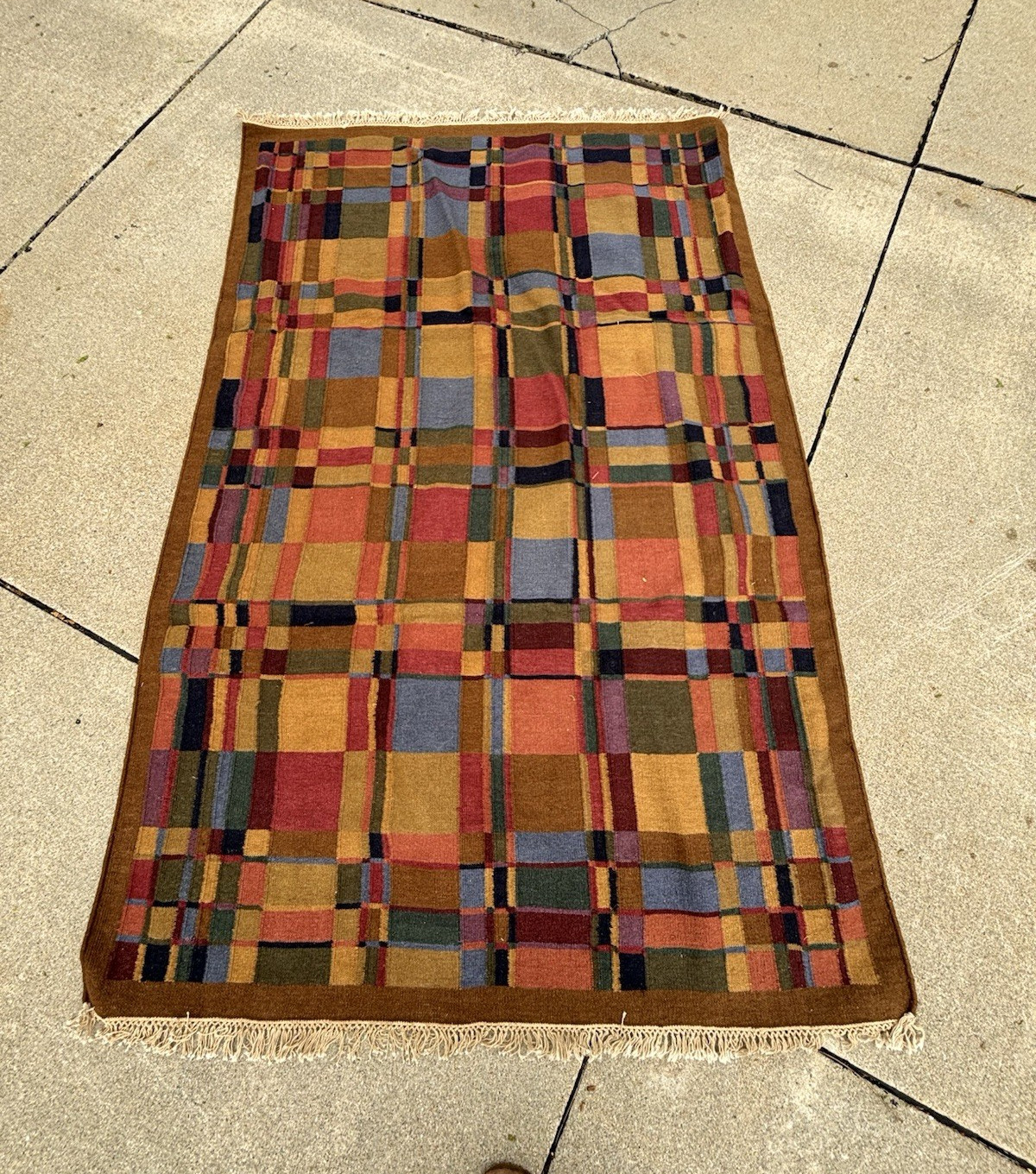 Vintage MCM Swedish Scandinavian Flat Weave 1960’s Rug 5×8
