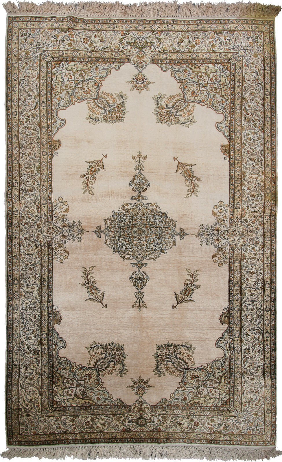 4×6 Rare Vintage 100% Pure Silk Handmade Area Rug Museum Quality High Finish
