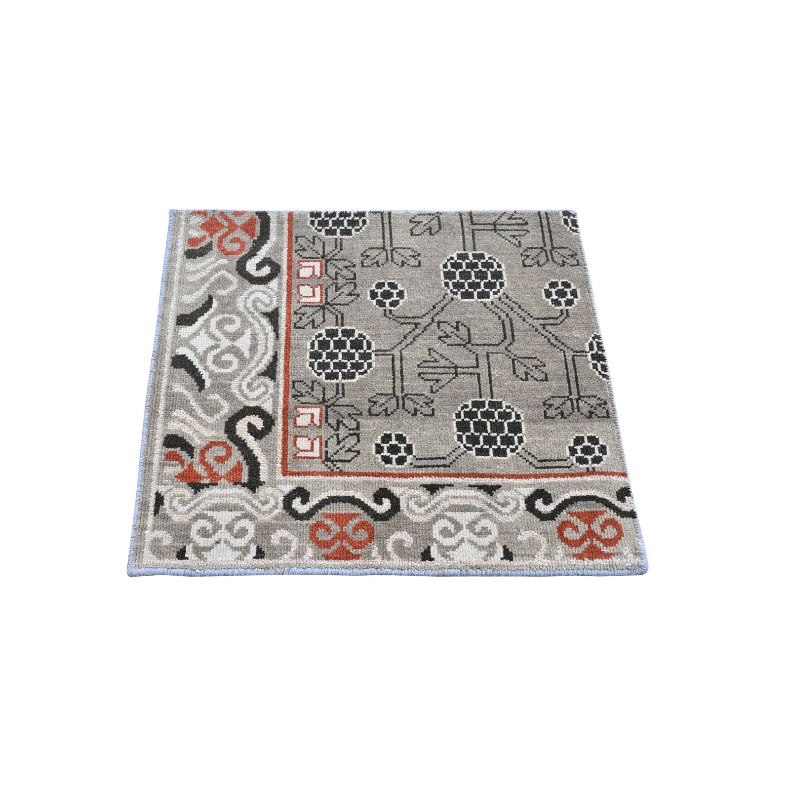 2’1″x2’2″ Khotan Design Sampler 100% Wool Tribal Design Hand Knotted Rug R66166