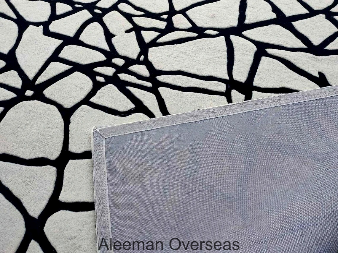 Modern Abstract Hand Tufted Floor Area Rug 100% Wool For Living Room Home Decor