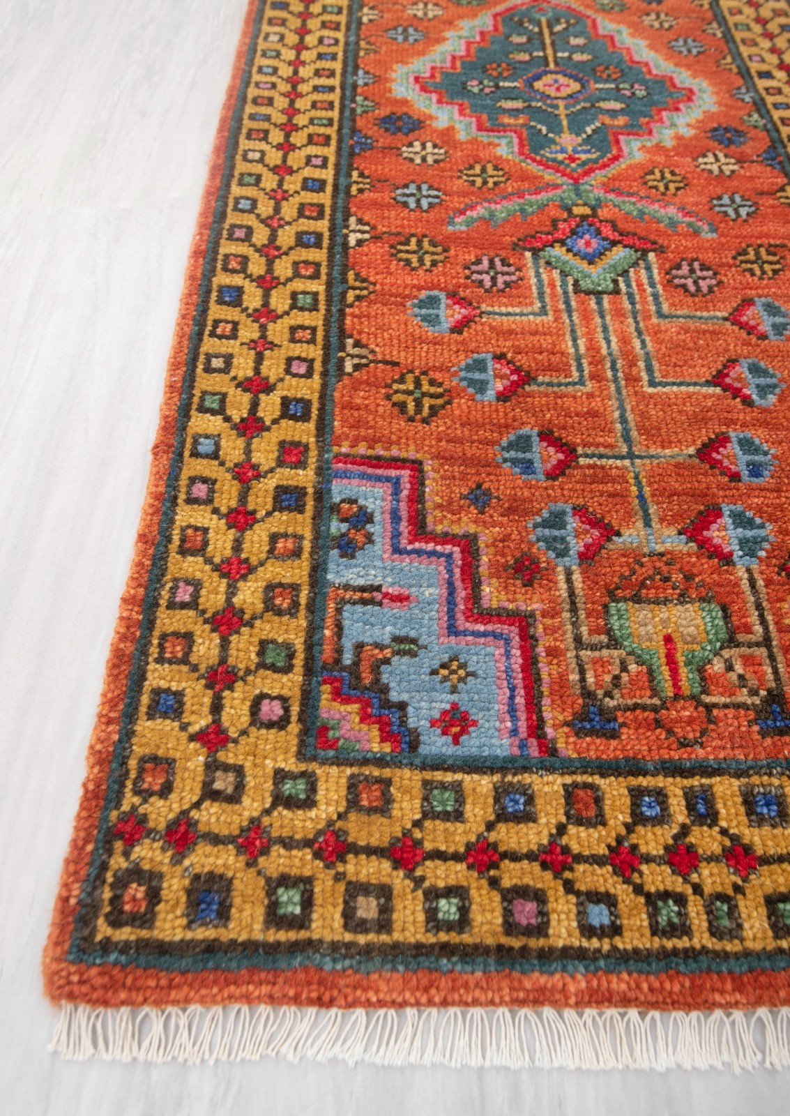 Runner Rug Rust Gold Handmade Soft Wool CUSTOM SIZE Hallway / Staircase Rug
