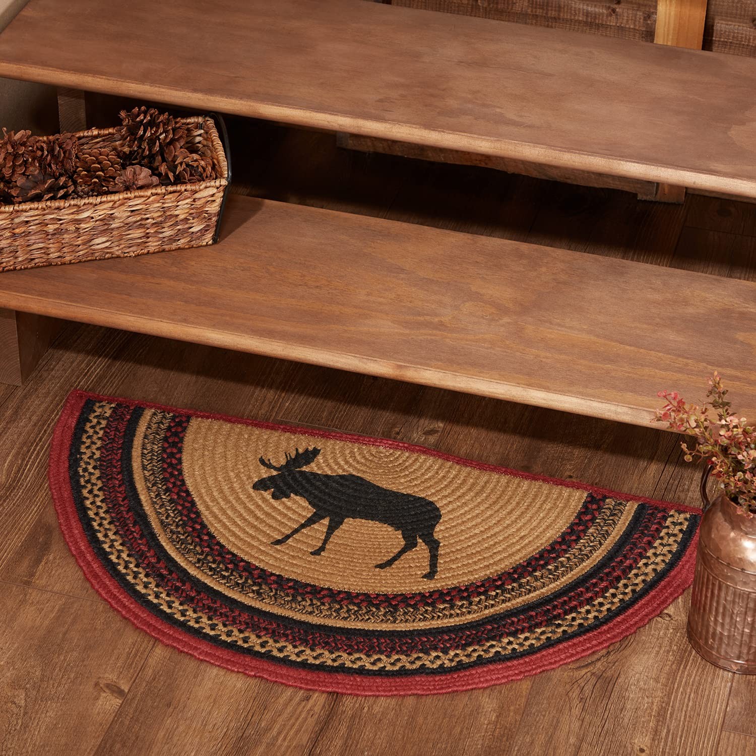 Cumberland Rustic Kitchen Rug, Cozy Natural & Dyed Jute Moose Pattern Tan Ent…
