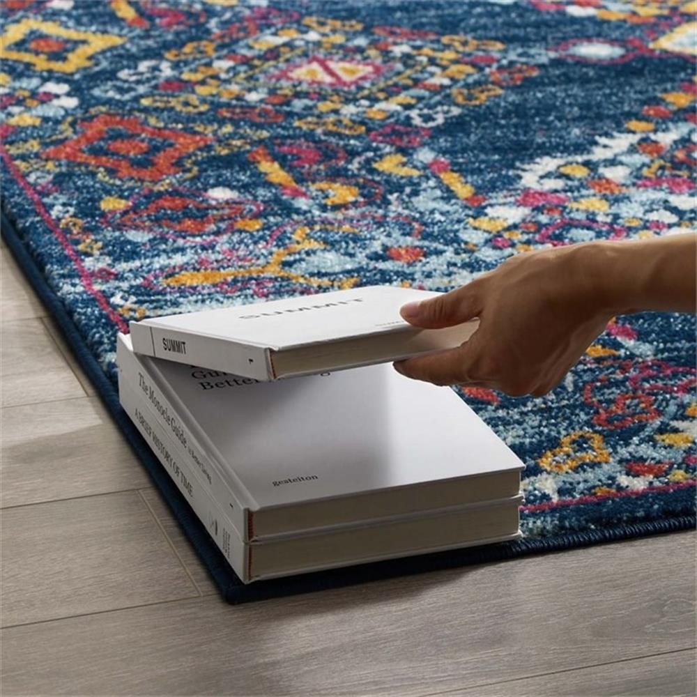 Modway Entourage 94.5×122″ Khalida Floral Lattice Area Rug – Blue/Orange/Yellow