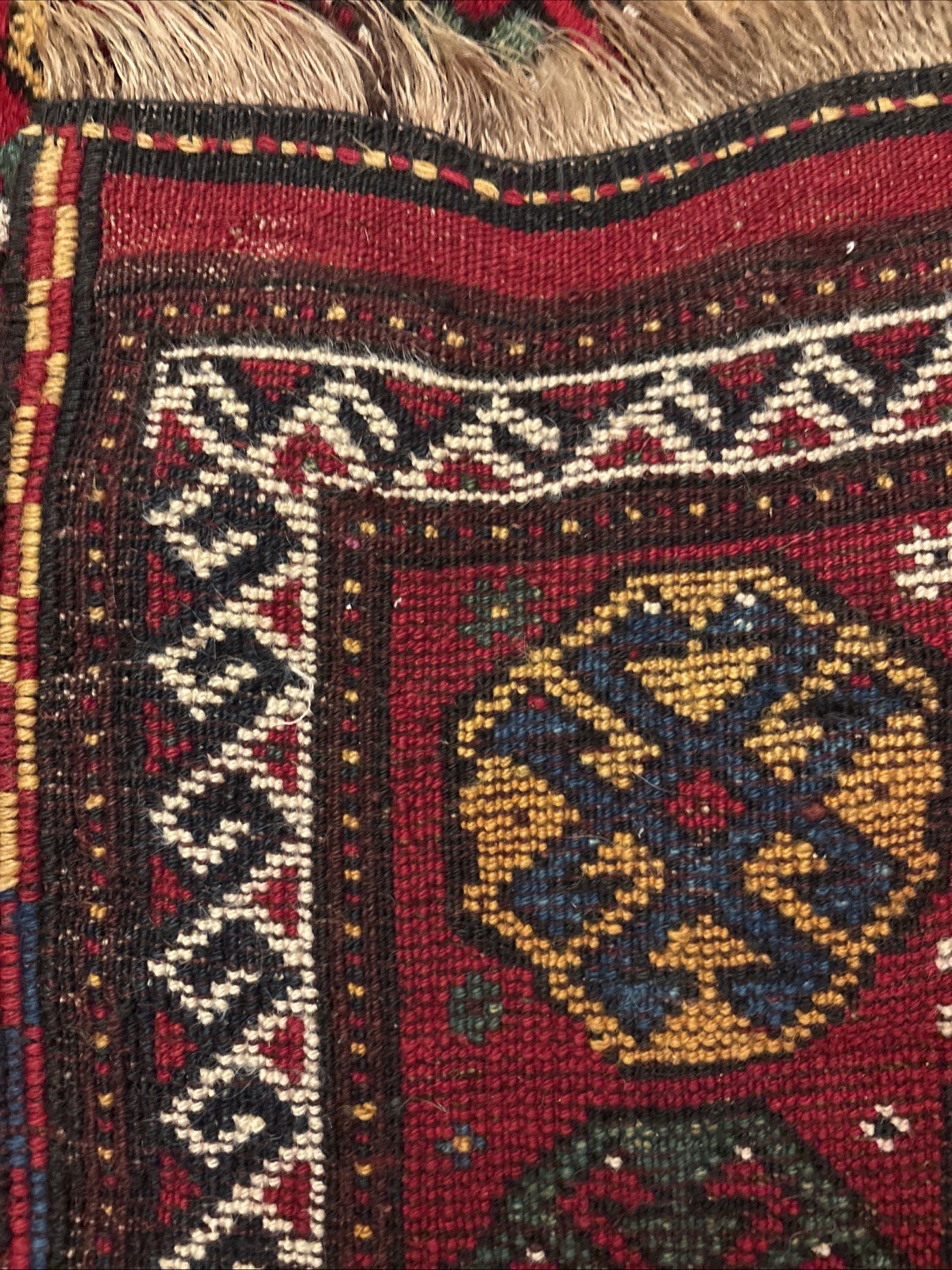 Semi-Antique Kurdish Hand-knotted Area Rug Wool Oriental Carpet 4×7 ft Scarlet