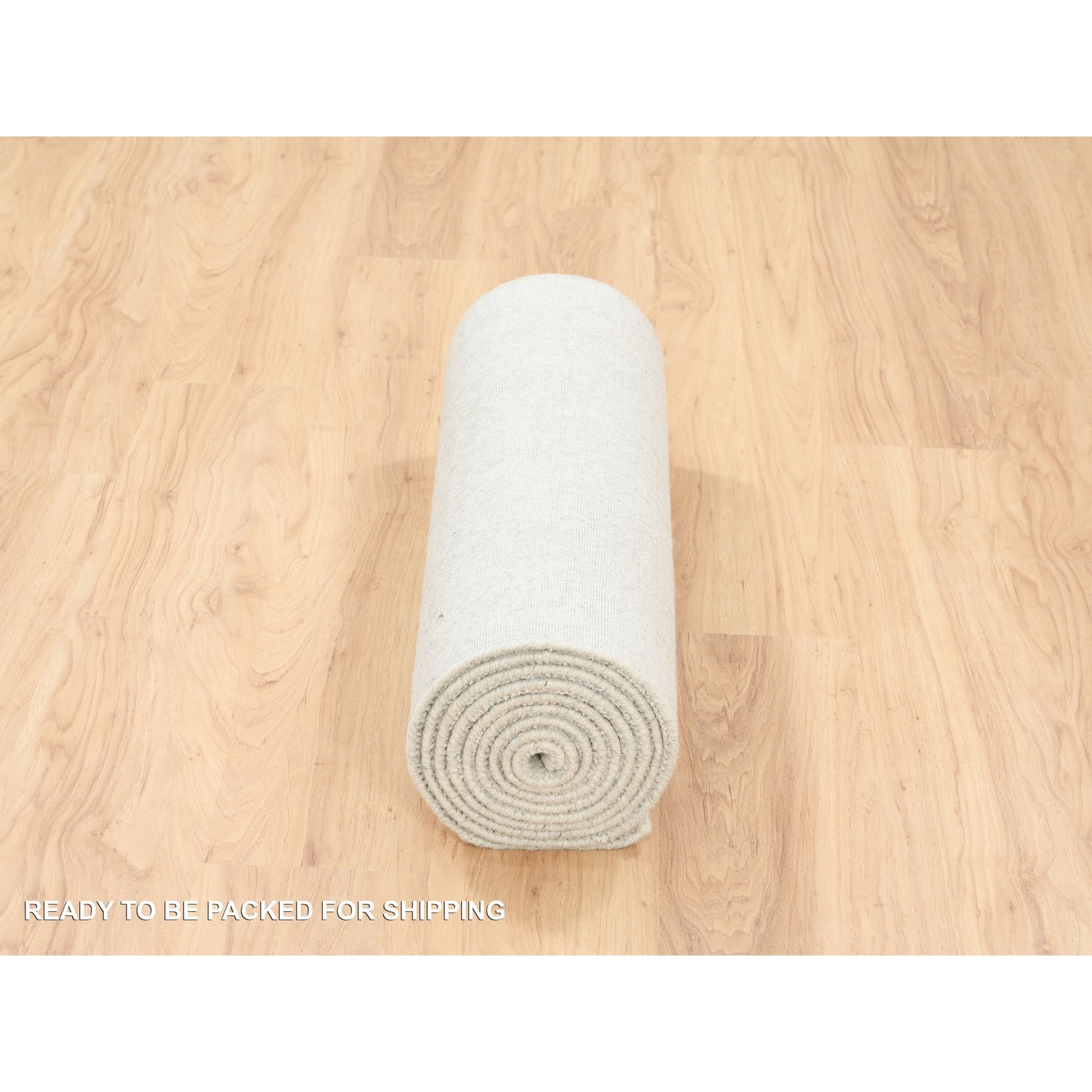 2’6″ x 12′ Fine Jacquard Gray Hand Loomed Modern Wool and Silk Runner Rug R62855