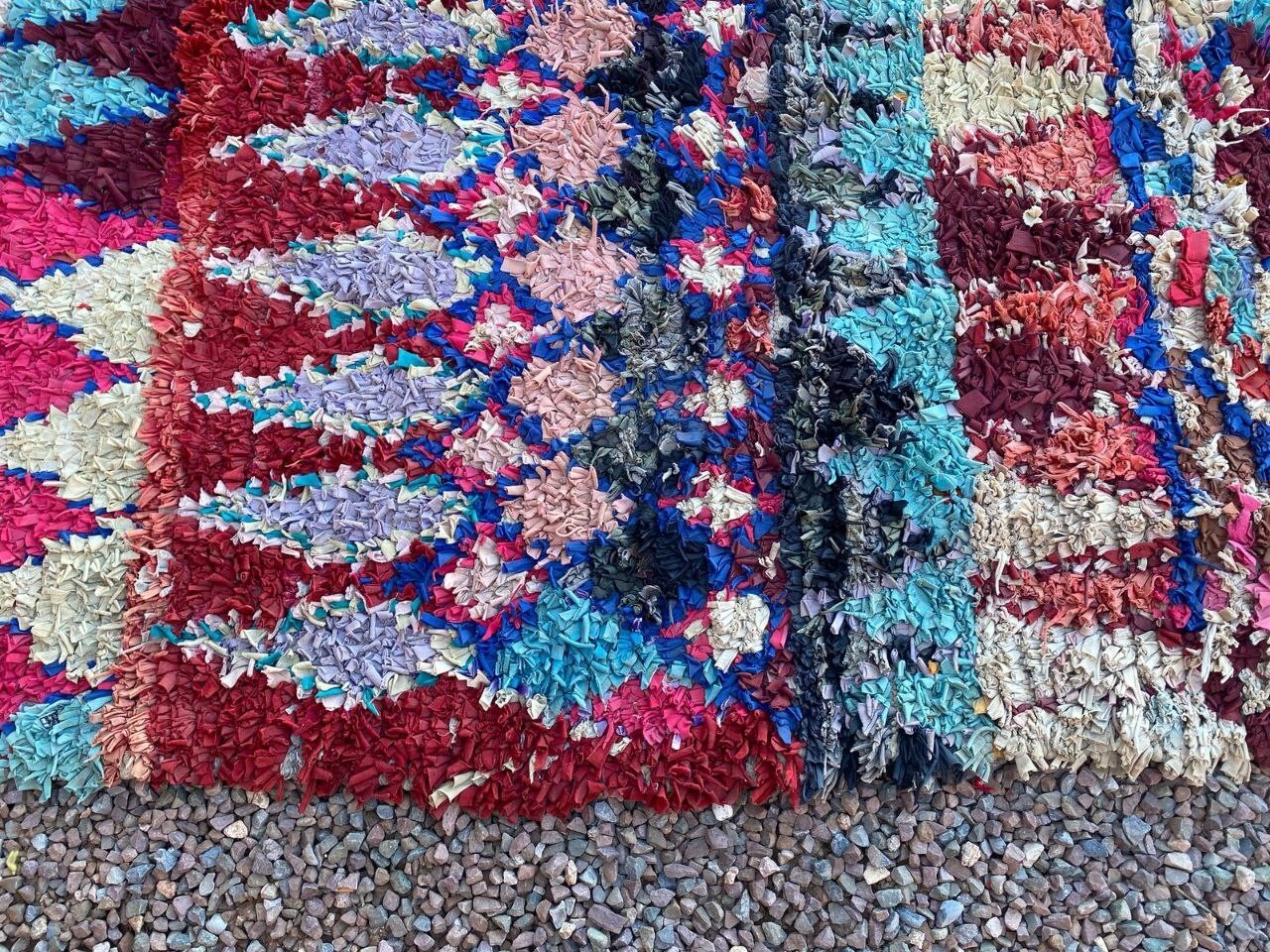 3’4×6’2 ft Moroccan Boucherouite Assorted Handmade Vintage Rug Berber Area Rug