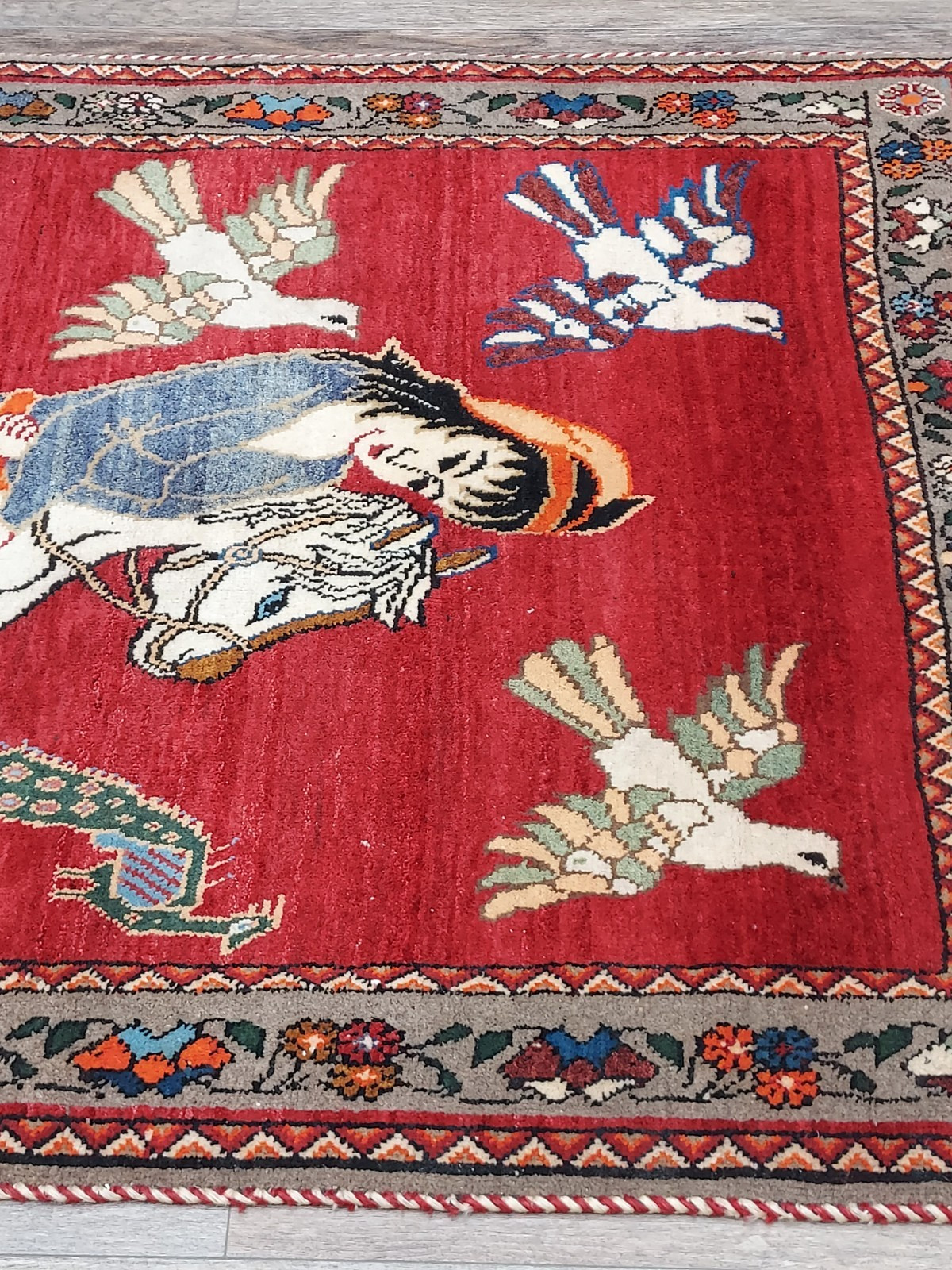 (Tree Of Life) Birds Deer Turkish Village Life Bohemian Turkish Rug, 4×6 Ft