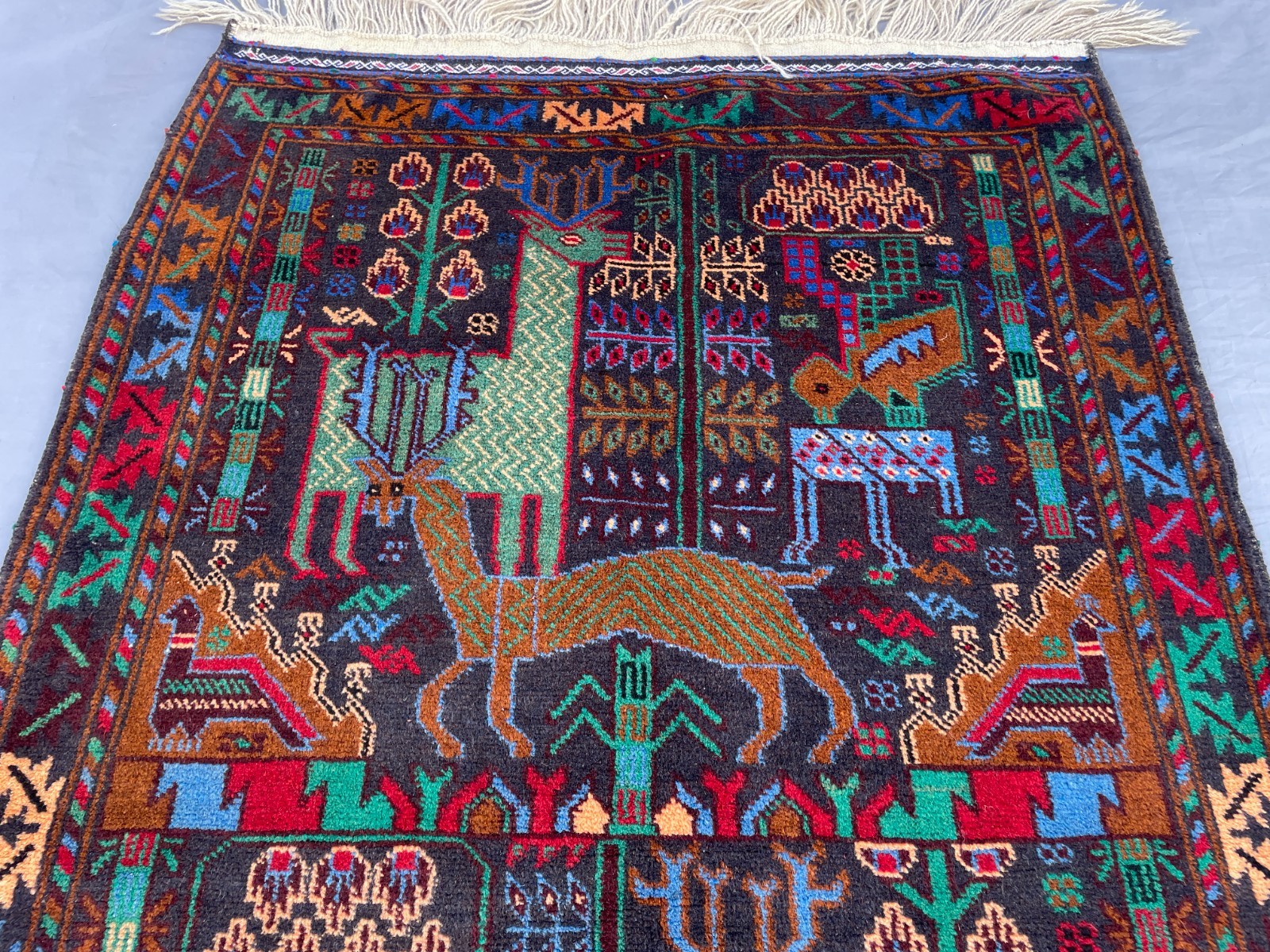 3×5 Collectible Baluchi Pictorial Rug Afghan Wool Carpet Animal Folk Art Tribal