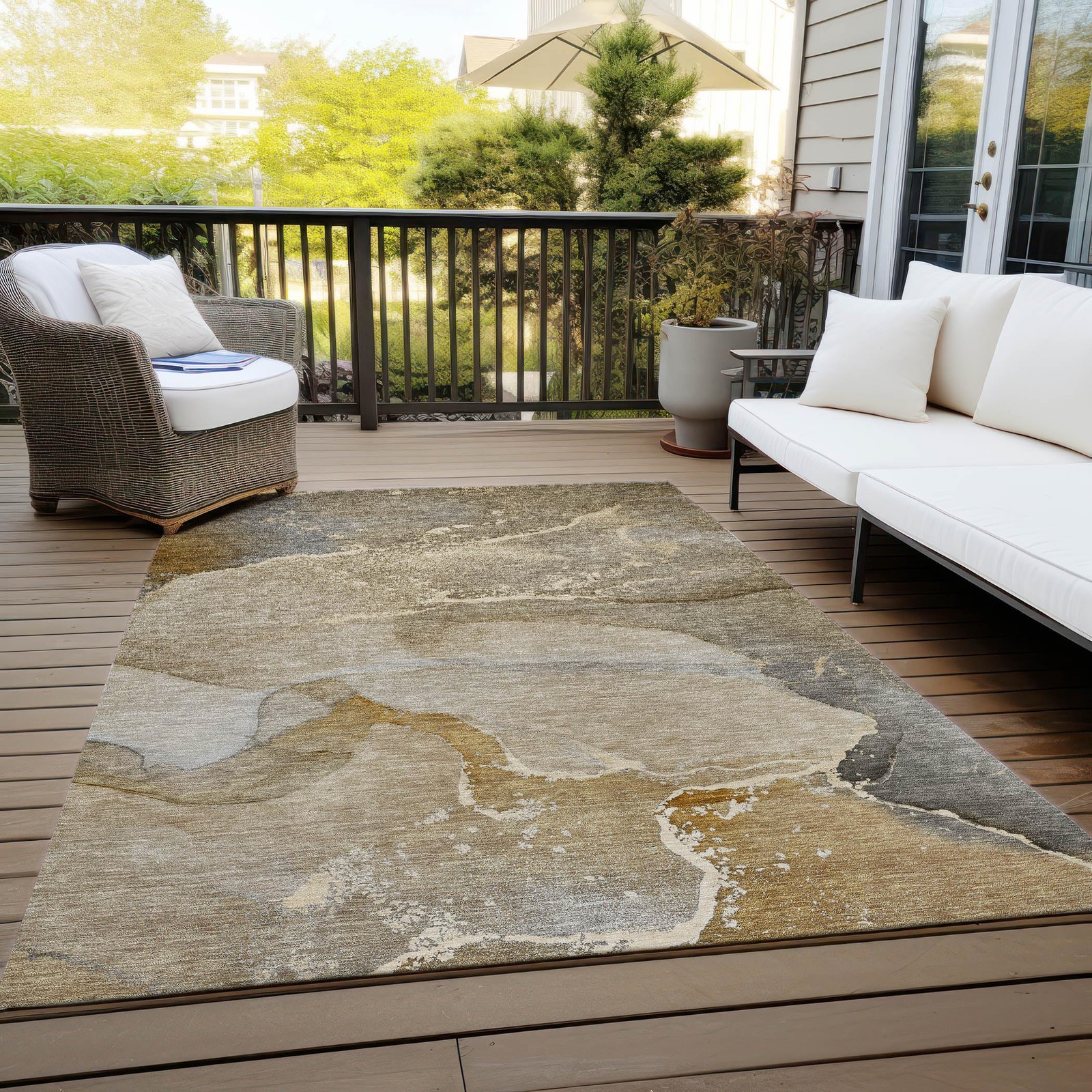 Chantille ACN517 Brown 3′ x 5 Indoor Outdoor Area Rug, Stain Resistant, Machi…